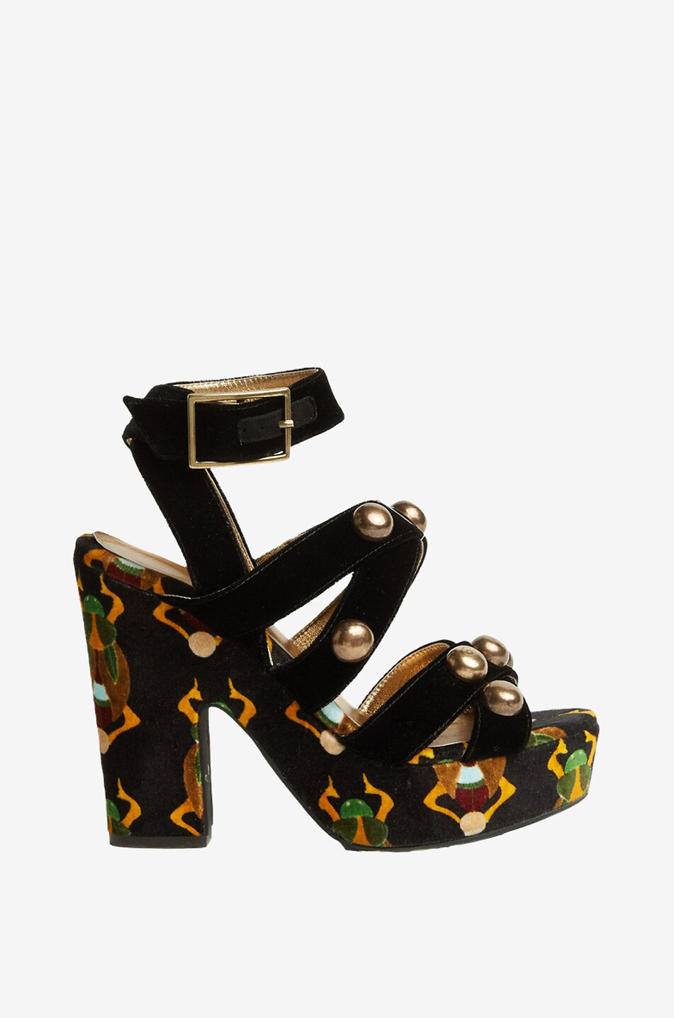 Medal Wedge Scarab platform sandals