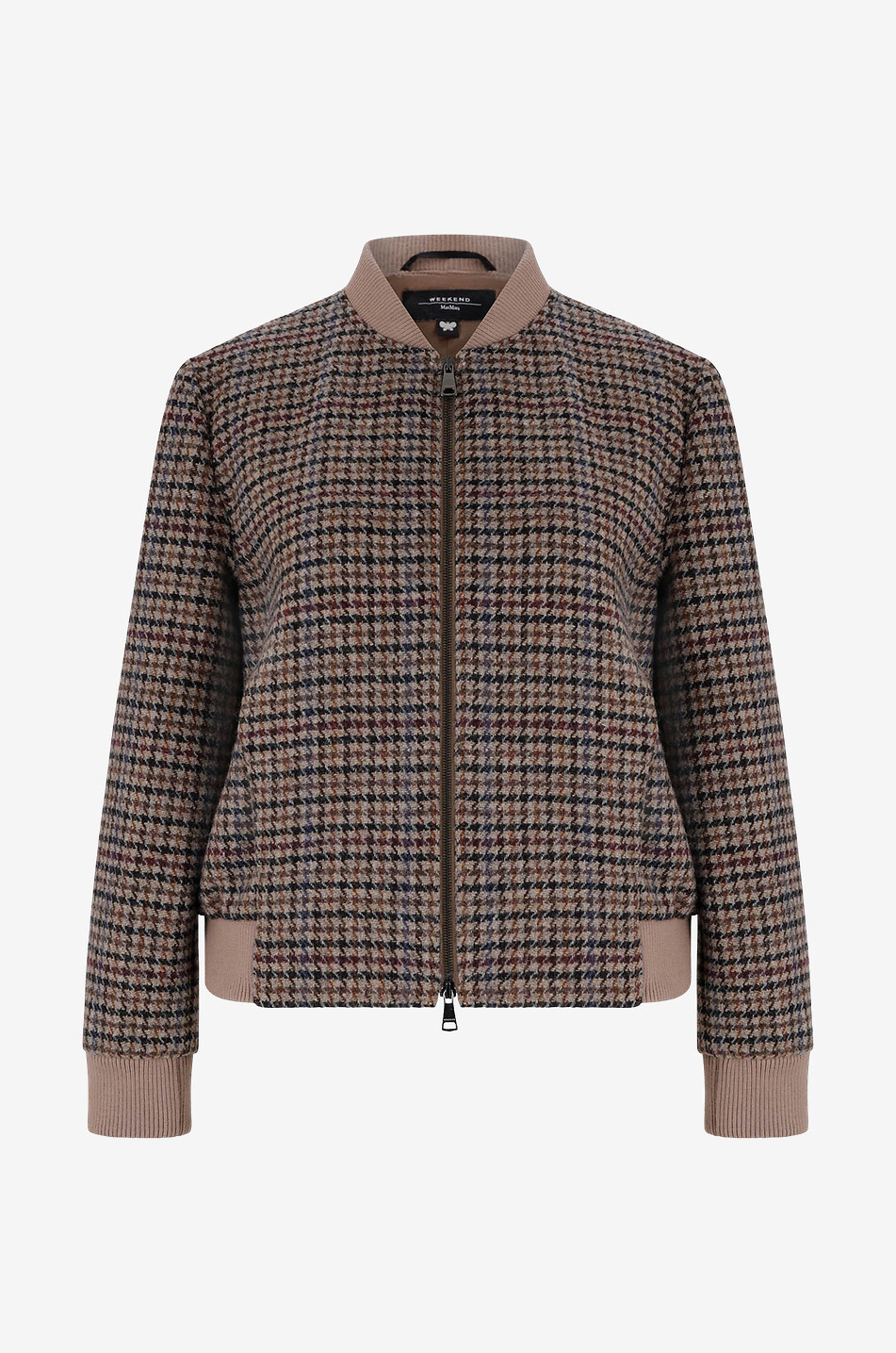 WEEKEND MAX MARA Bomber en laine pied-de-poule Treviso Femme MARRON 1