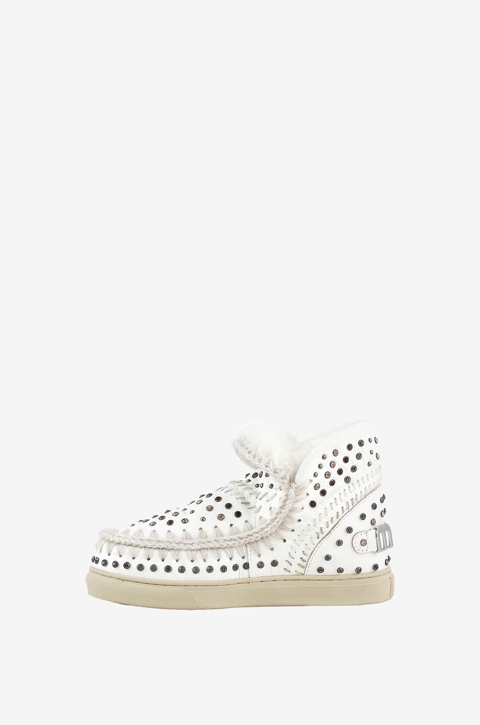 MOU Bottines chaudes ornées de cristaux et clous Eskimo Sneaker Femme BLANC 5