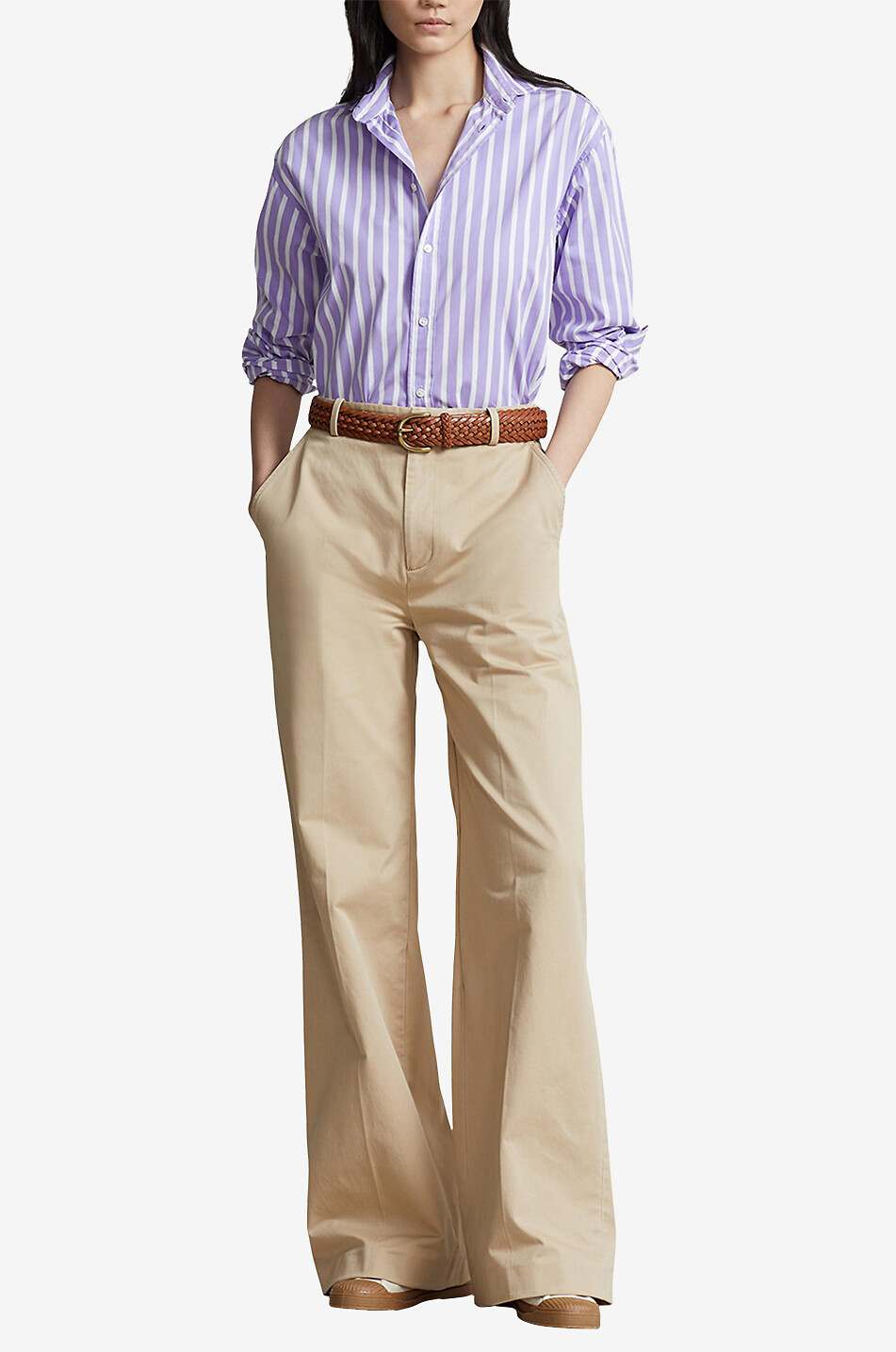 POLO RALPH LAUREN Lässiges Baumwollhemd mit Streifen Damen VIOLETT 4