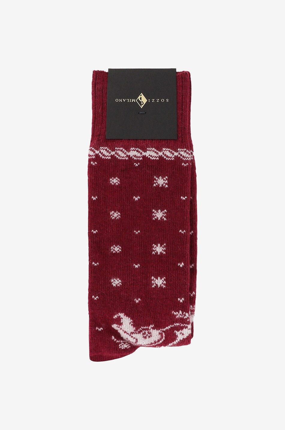 SOZZI MILANO Jacquard-Socken Weihnachtsmann Herren DUNKELROT 1