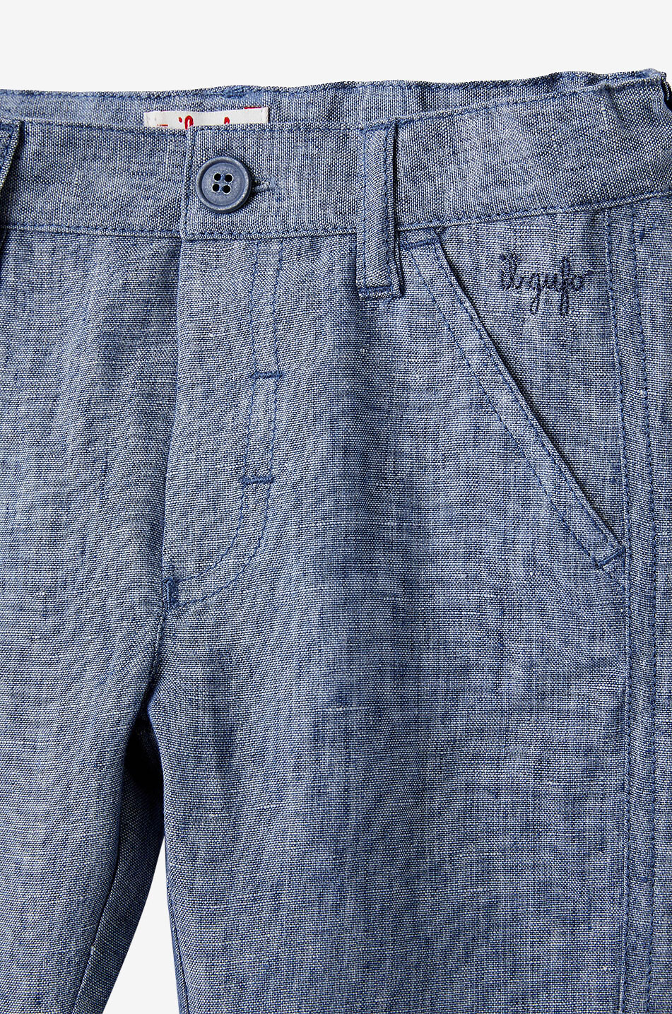 IL GUFO Pantalon bébé en lin Bébé BLEU FONCE 3