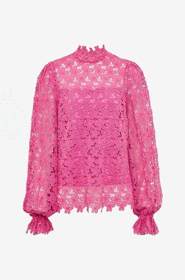 MAISON COMMON Bluse aus geblümter Spitze Damen DUNKELROSA 1