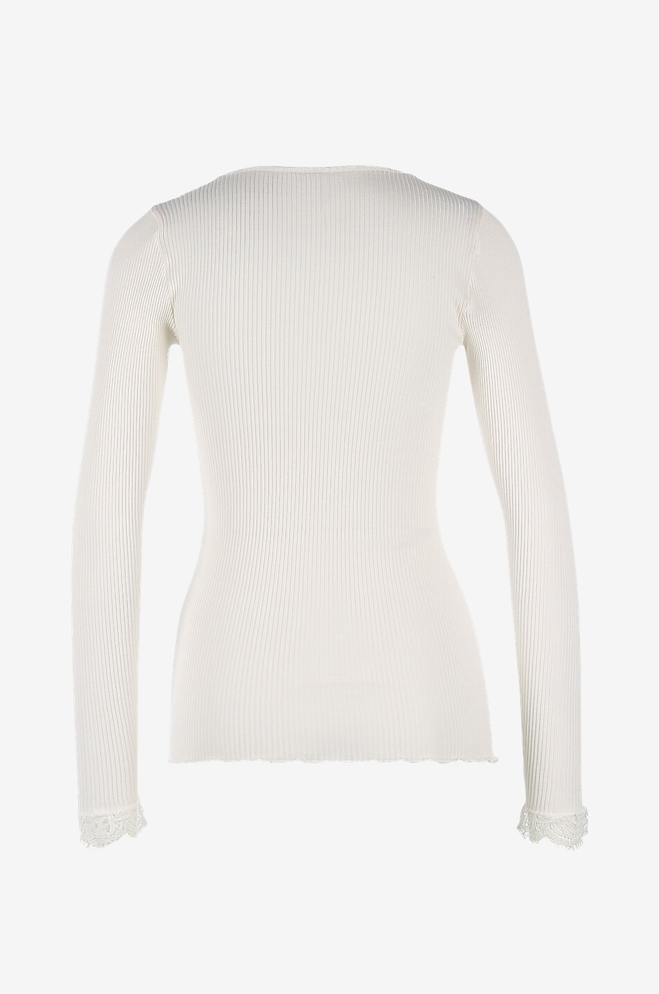 LISANZA Top à manches longues côtelé orné de dentelle Mademoiselle Femme BLANC 2