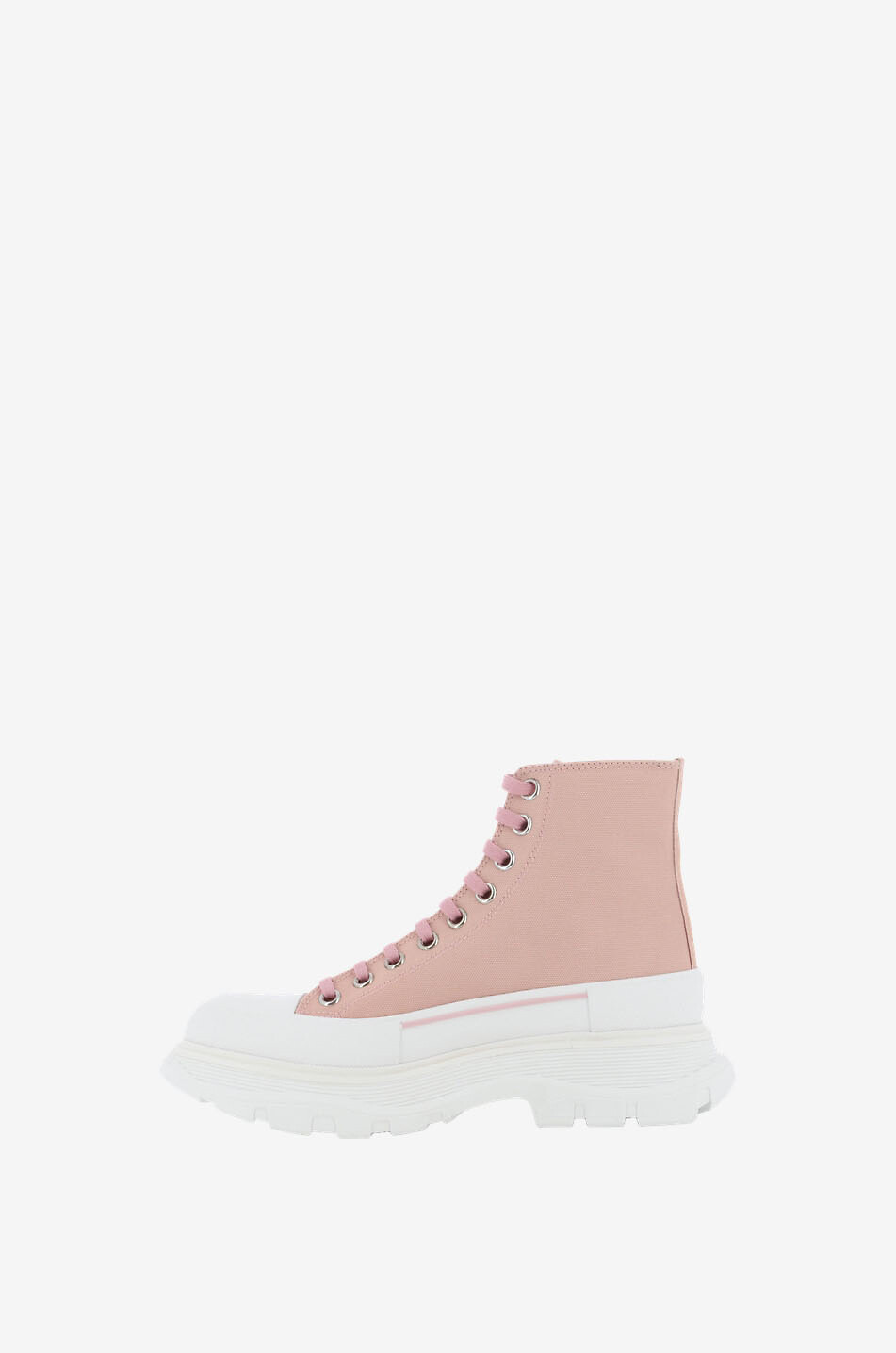 ALEXANDER McQUEEN Tread Slick canvas lace-up ankle boots Women PINK 3
