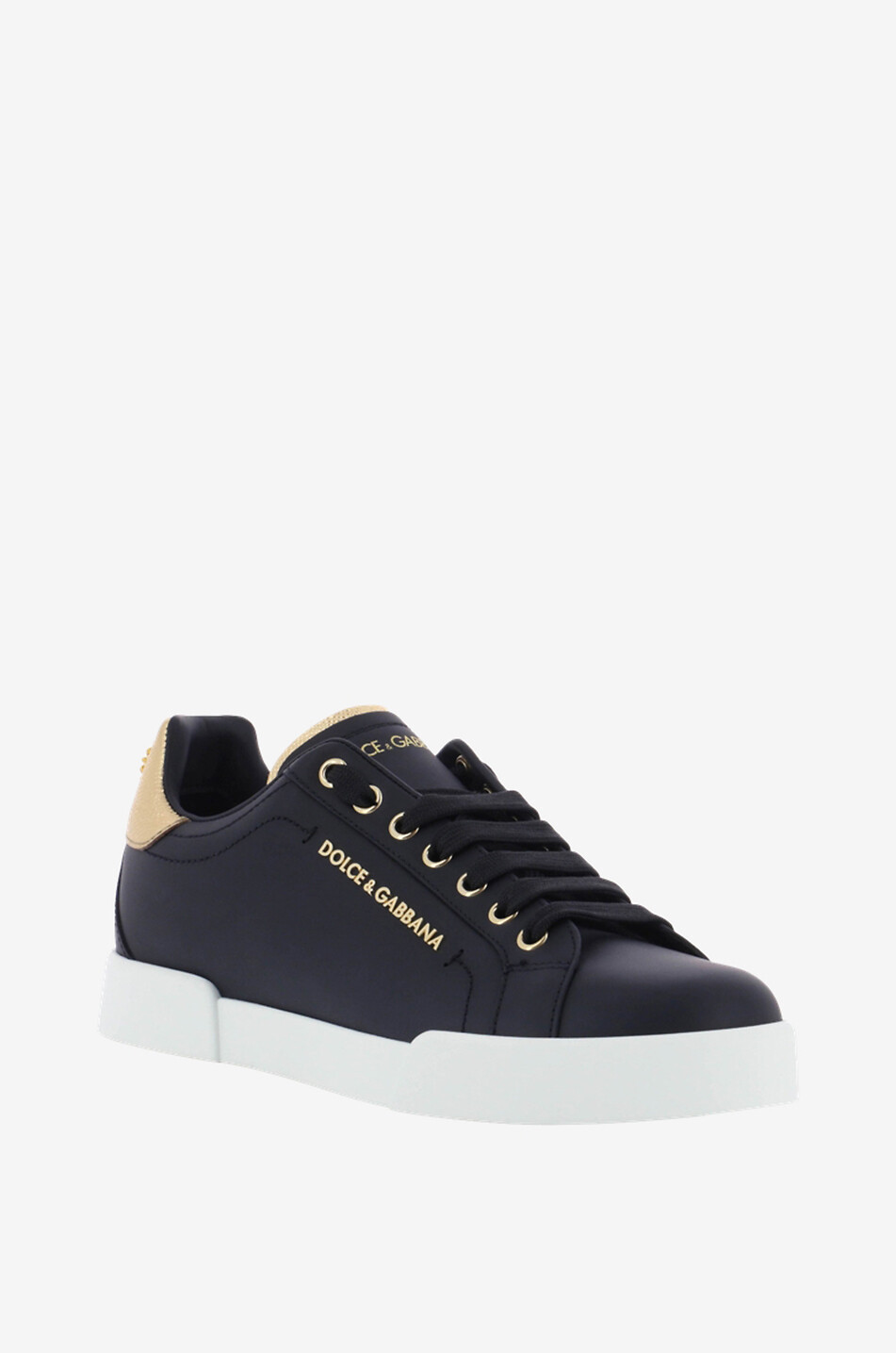 DOLCE & GABBANA Baskets basses à lacets en cuir lisse Portofino Light Femme NOIR 1