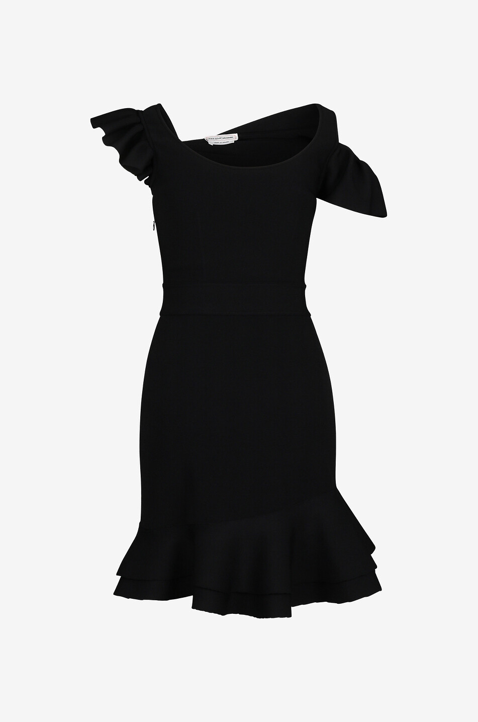 ALEXANDER McQUEEN Kurzes Kleid mit asymmetrischem Rüschenmuster Damen SCHWARZ 2