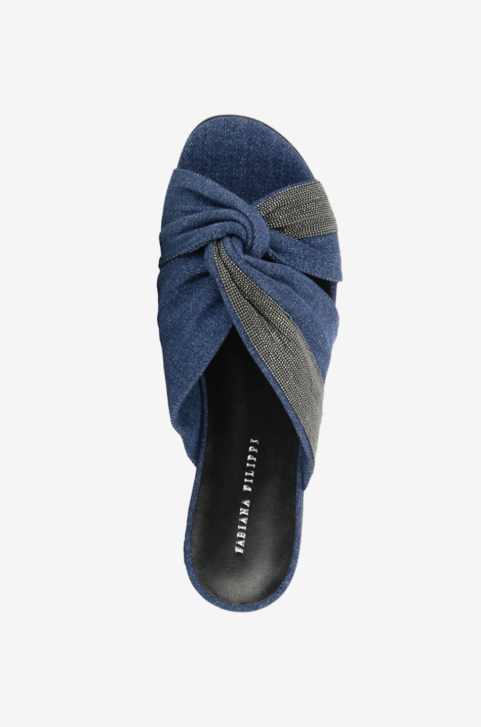 FABIANA FILIPPI Lea flat denim and bead mules Women BLUE 5