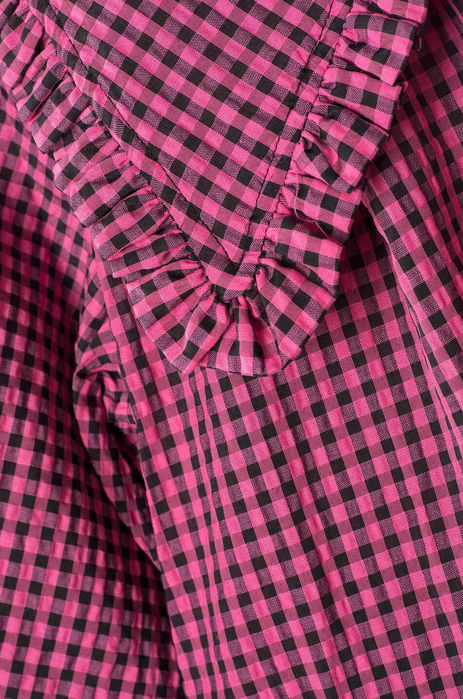 GANNI Gingham checked sersucker oversize wrap dress Women PINK 3