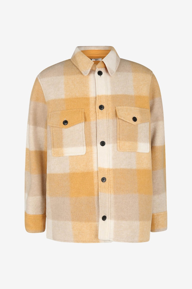 ISABEL MARANT Surchemise en laine mélangée à carreaux Kervon Homme BEIGE 1