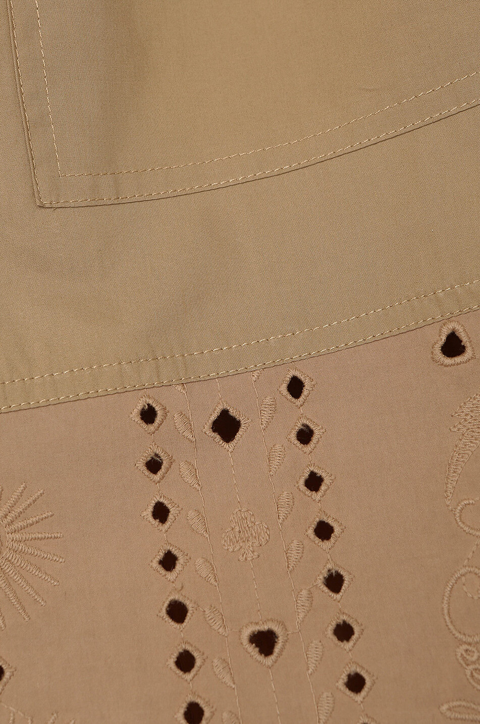 SEE BY CHLOE Midilanger Rock aus Popeline mit Lochstickereien Tarot Damen BEIGE 3