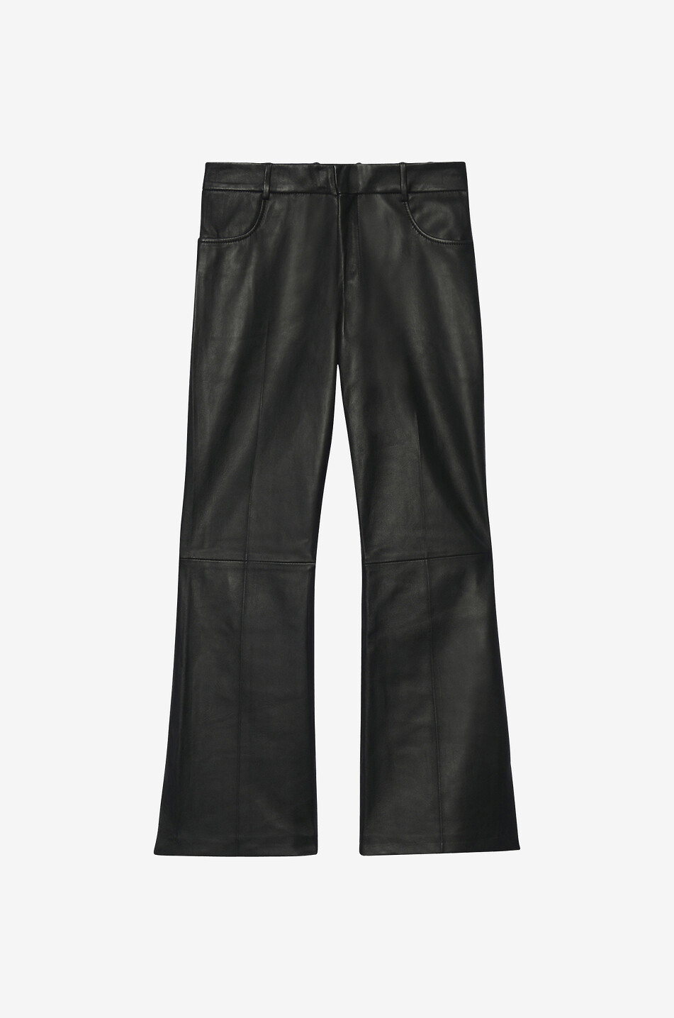 Verkürzte ausgestellte Hose aus Nappaleder