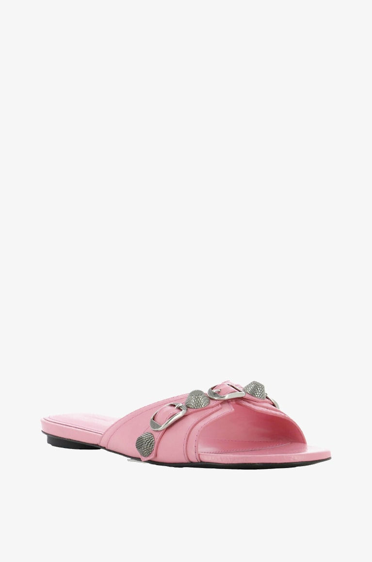 BALENCIAGA Flache Pantoletten aus Arenaleder Cagole Damen ROSA 1