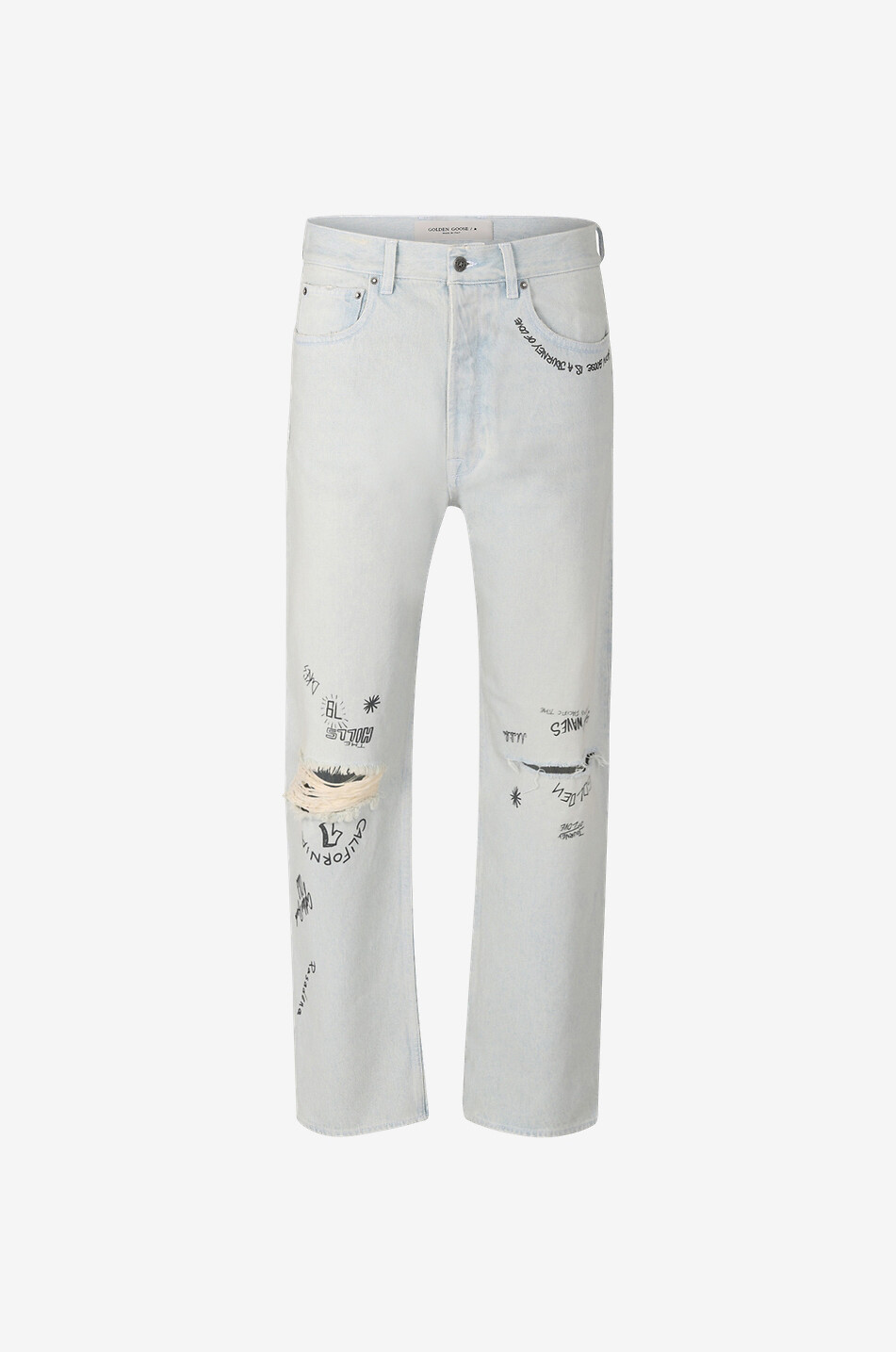 Gerade zerrissene Jeans mit Print Golden Skate Bleached