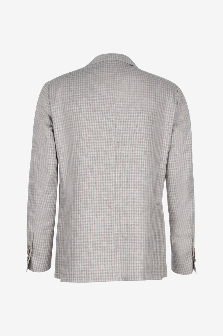 GIAMPAOLO Checked silk gingham check blazer Men Light beige 2