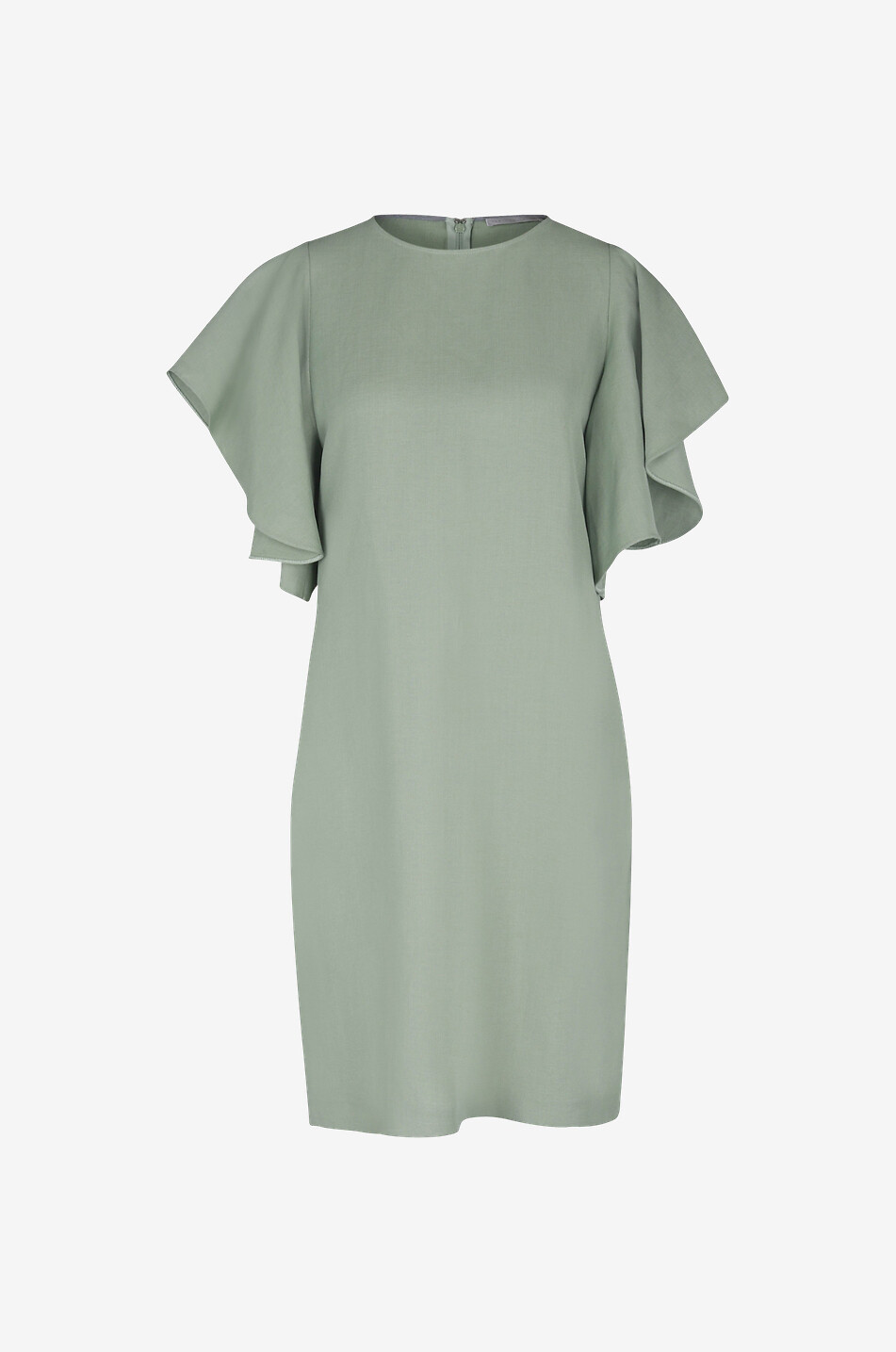 FABIANA FILIPPI Mini robe en lin mélangé à manches courtes volantées Femme VERT CLAIR 1