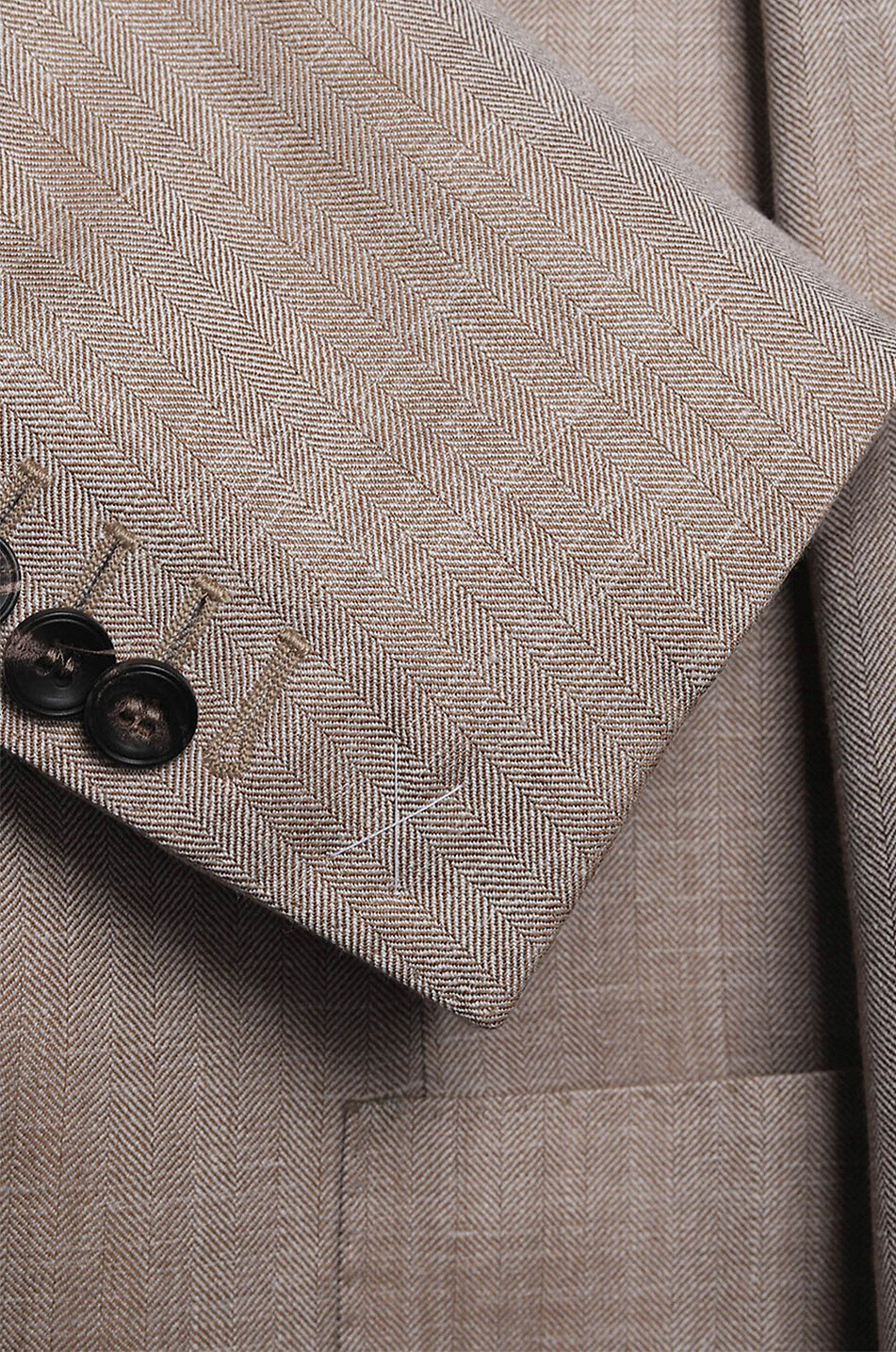 BONGÉNIE Einreihiger Blazer mit Fischgrätenmuster Loropiana Herren Mittle beige 3