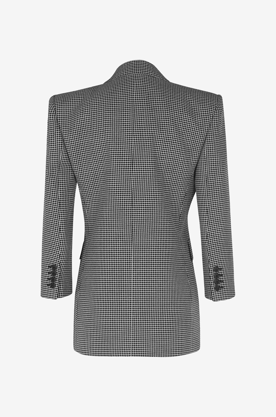 SAINT LAURENT PARIS Einreihiger karierter Wollblazer Damen HELLGRAU 2
