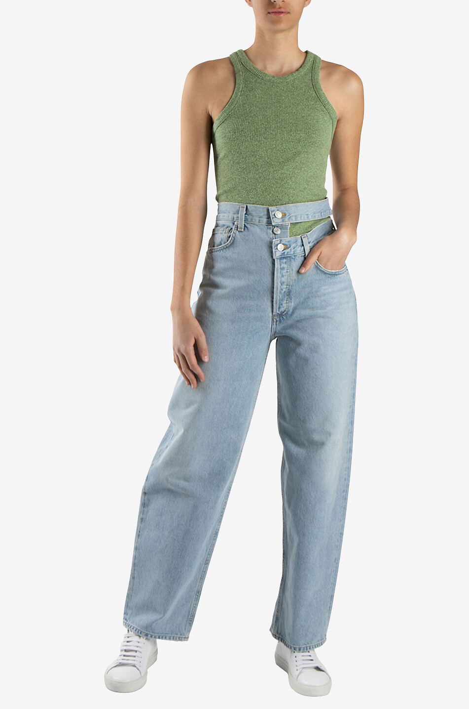 Gerade Baumwoll-Jeans Broken Waistband