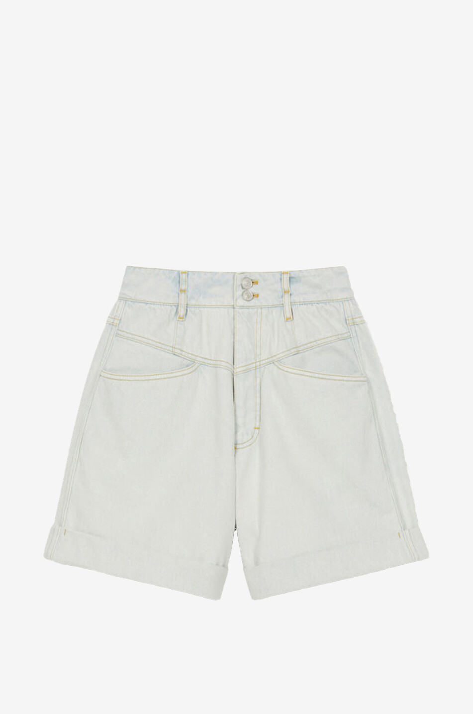 Faded high-rise denim shorts