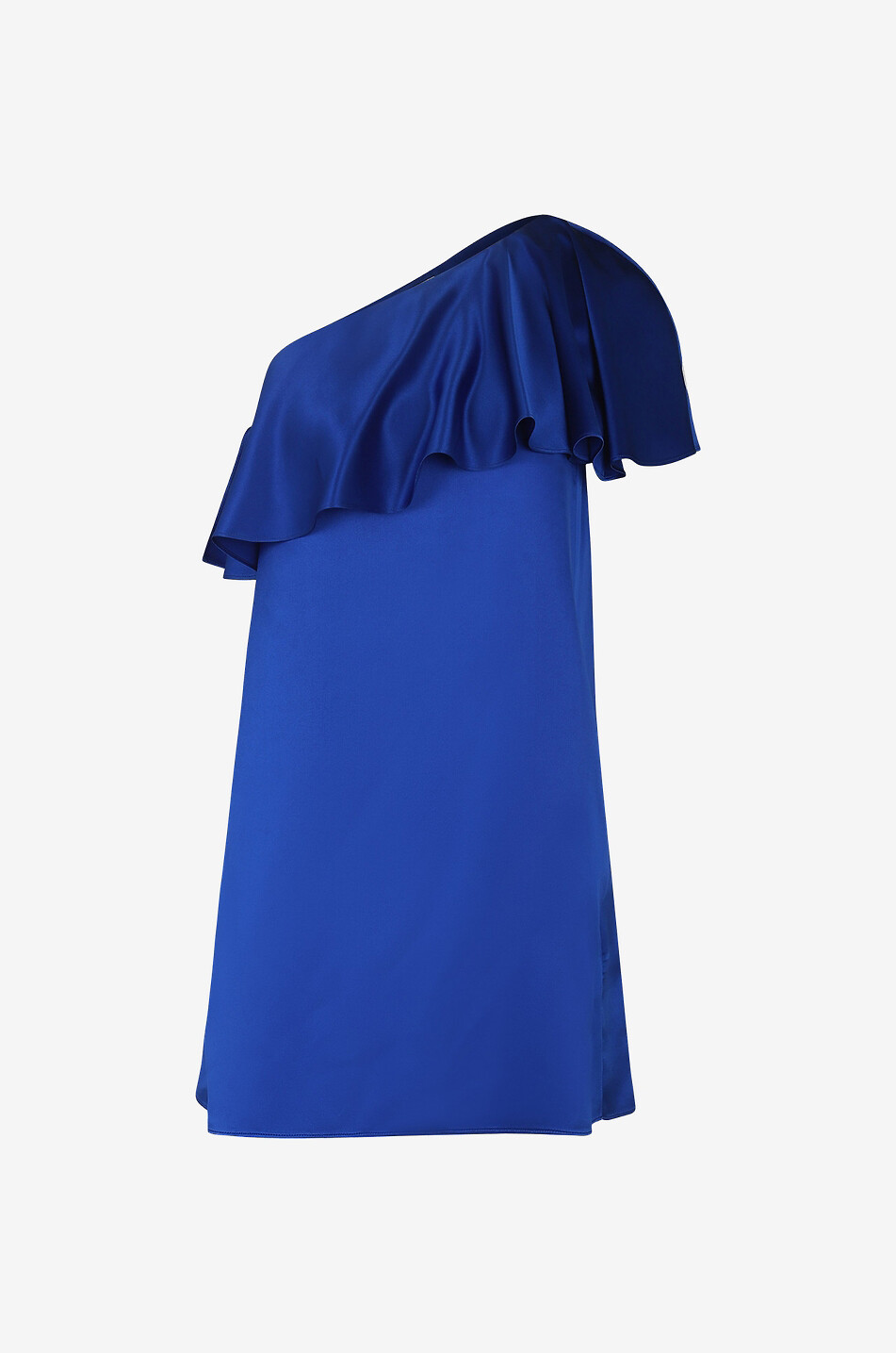 SAINT LAURENT PARIS One-shoulder silk satin mini dress Women BLUE 1