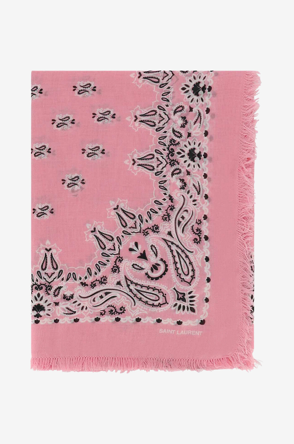 SAINT LAURENT PARIS Bandana Large modal and cashmere shawl Women PINK 1