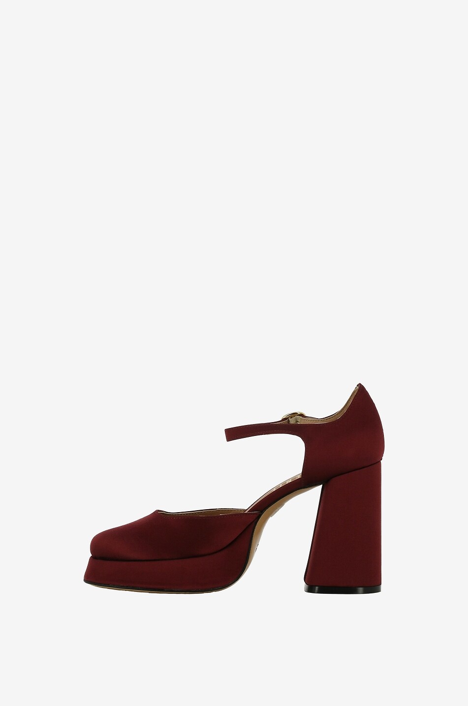 BONGENIE Riemchen-Plateau-Pumps aus Satin Mira 105 Damen DUNKELROT 3