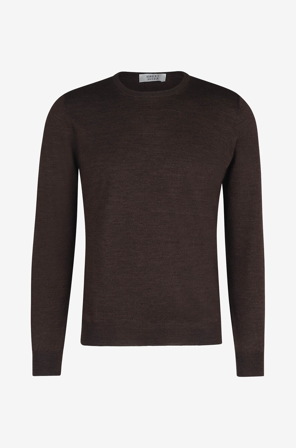 BONGÉNIE Pull fin à col rond en laine et soie Homme MARRON 1