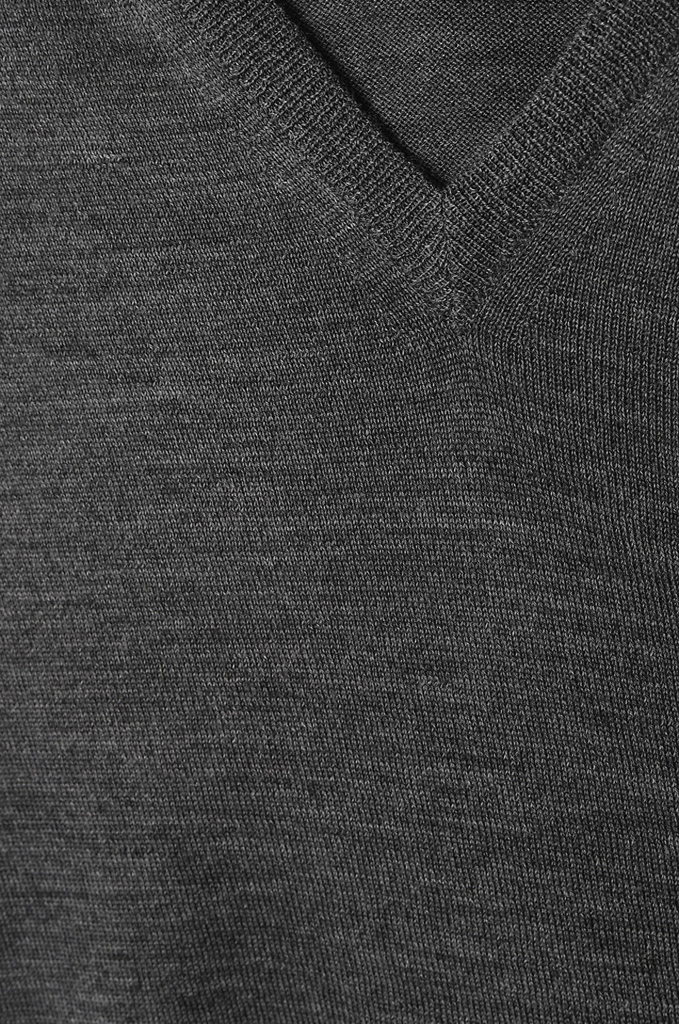 BONGÉNIE Feinstrickpullover aus Wolle und Seide mit V-Ausschnitt Herren MITTELGRAU 3