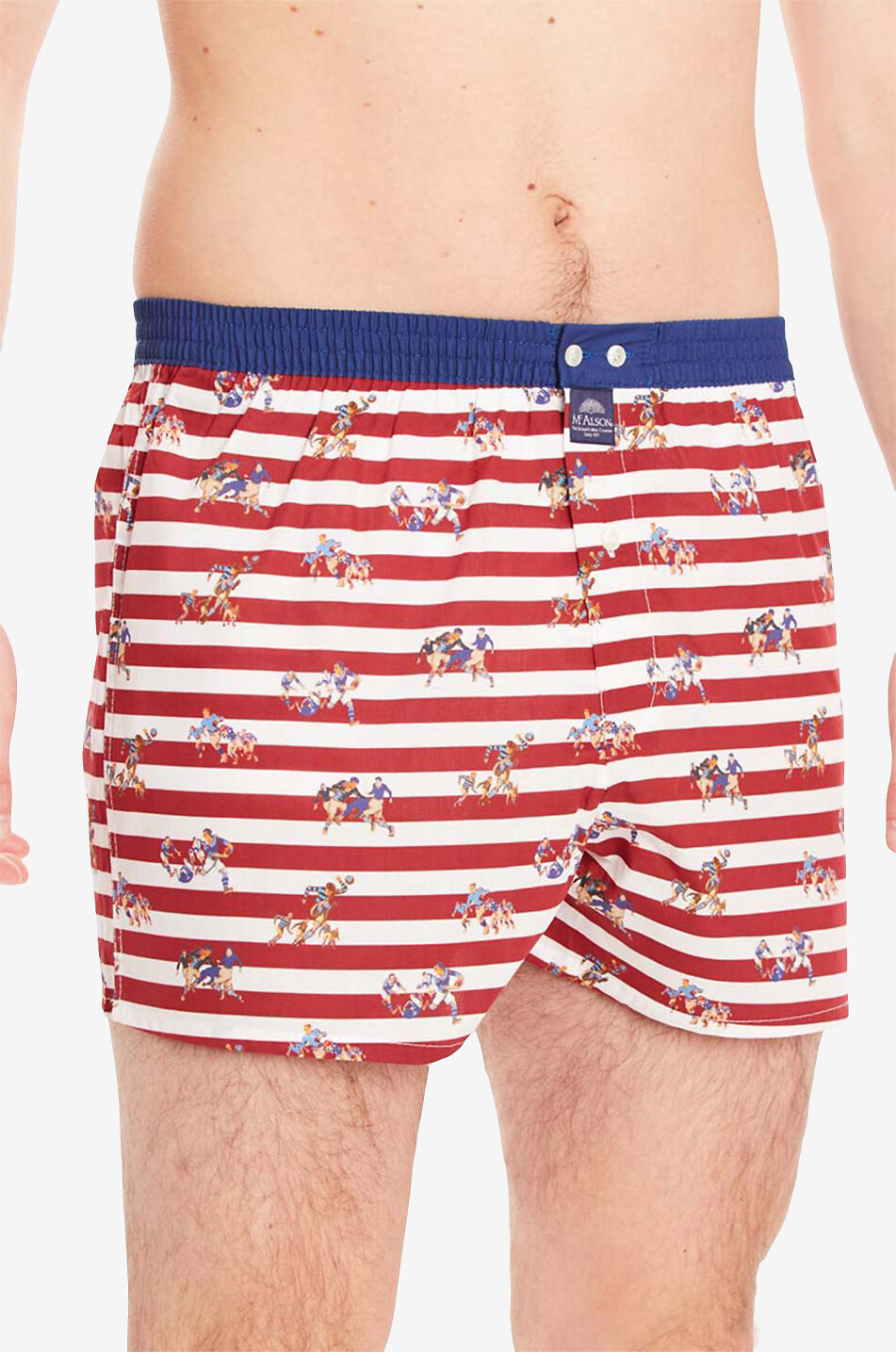 MC ALSON Rugby and stripe printed cotton boxer shorts Men RED 3
