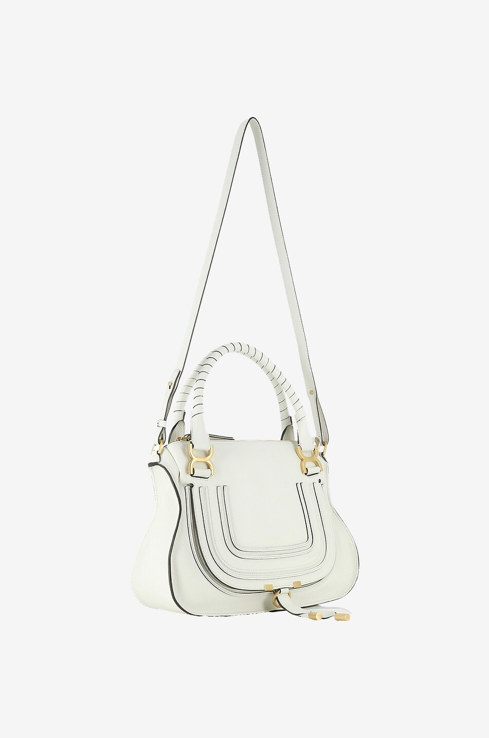 CHLOE Marcie Medium double carry grained leather bag Women WHITE 5
