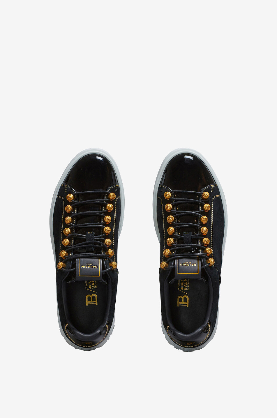 BALMAIN B-Court low-top sneakers in patent leather and suede Women BLACK 4