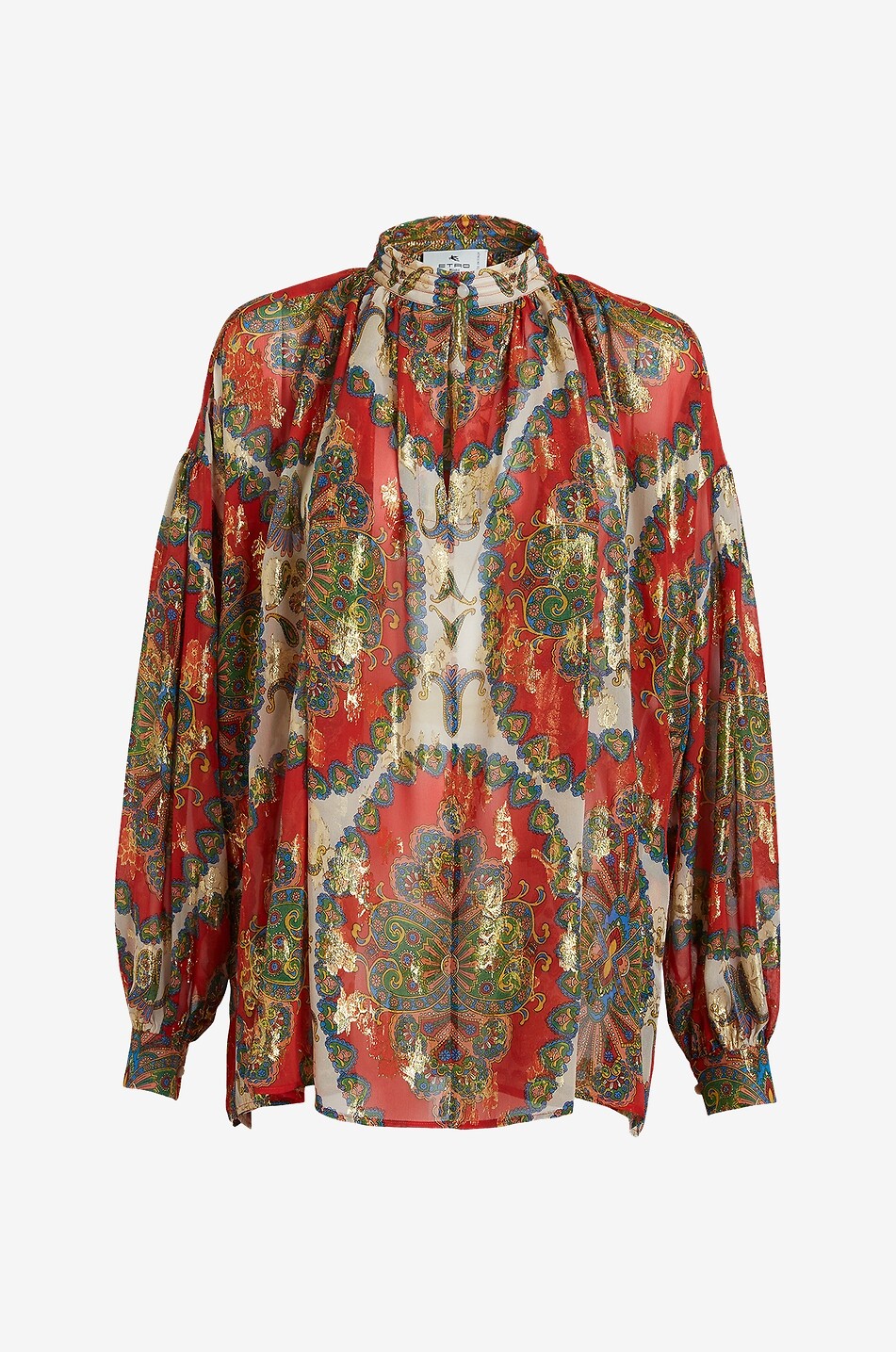 Bluse aus Seide und Lurex Paisley Medallion