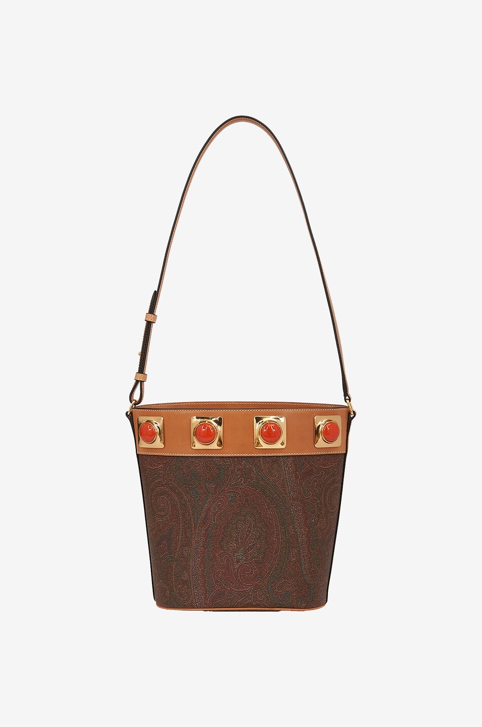 Bucket-Tasche aus Baumwolle und Leder Crown Me