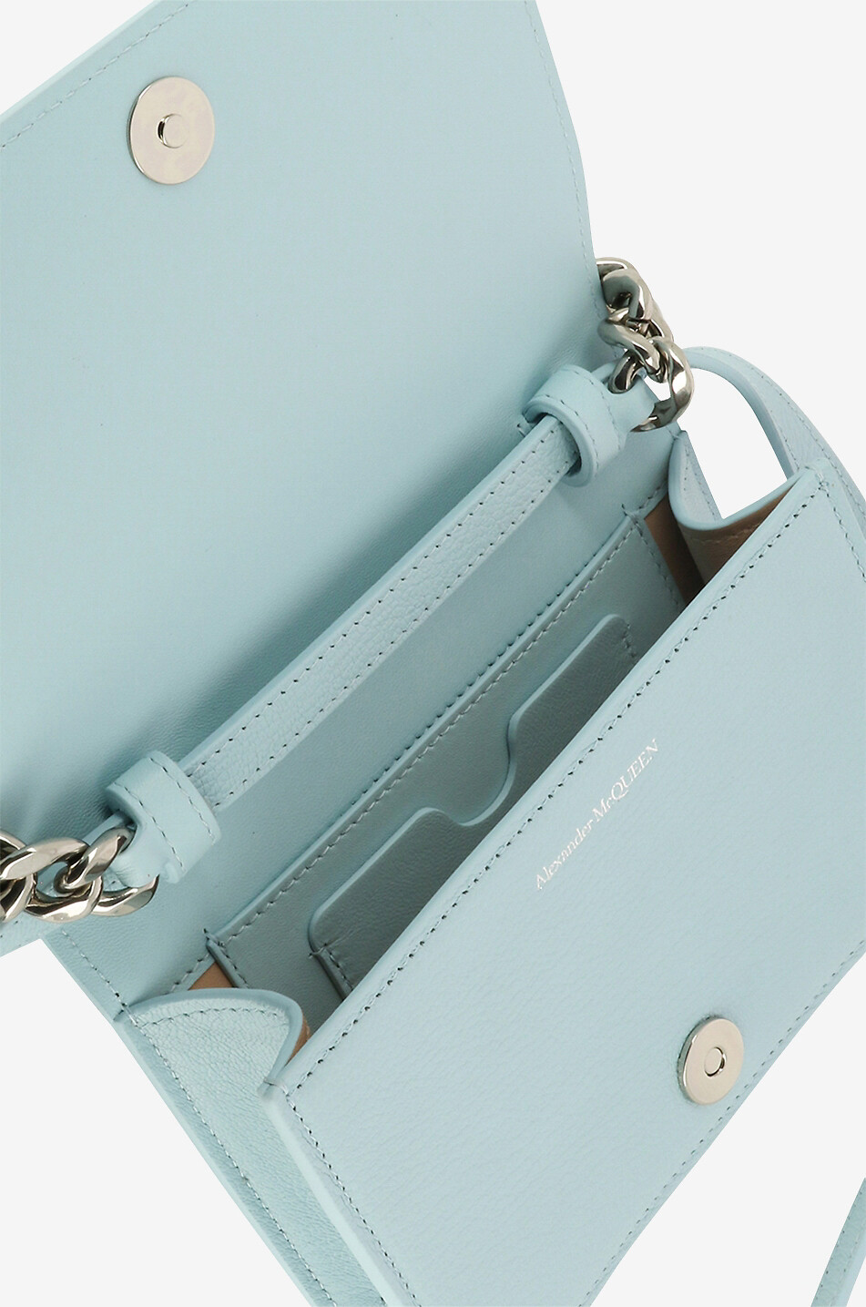 ALEXANDER McQUEEN Four Ring With Chain grained leather mini shoulder bag Women BLUE 6