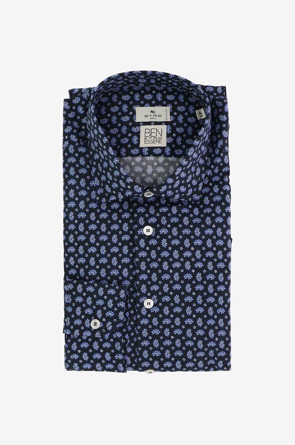 ETRO Paisley printed organic cotton slim fit shirt Men DARK BLUE 1