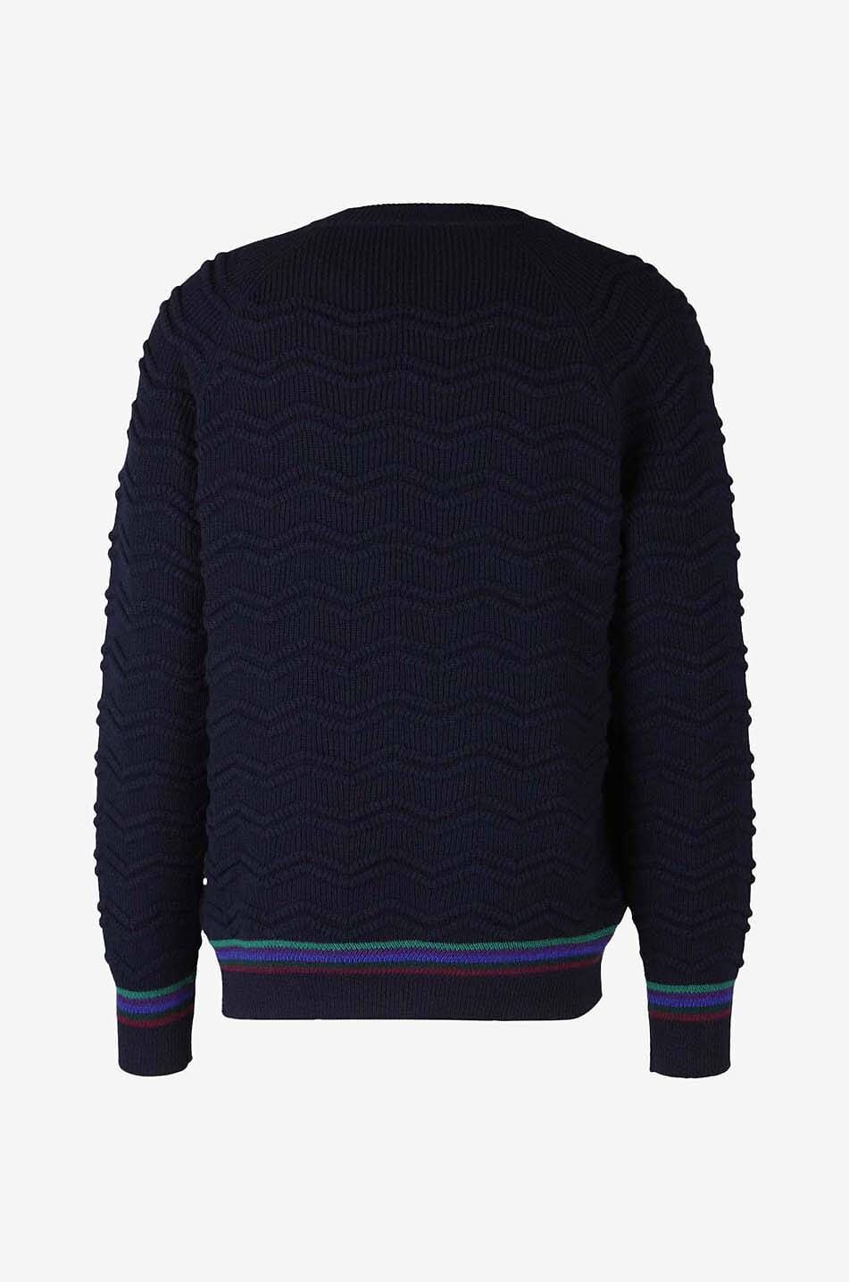 MISSONI Wave patterned textured knit wool jumper Men MEDIUM BLUE 2