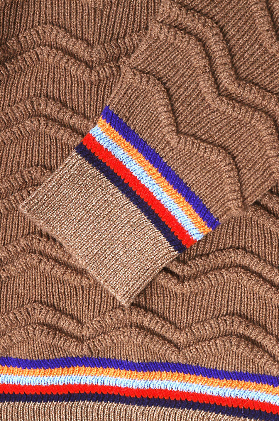 MISSONI Wave patterned textured knit wool jumper Men BROWN 3