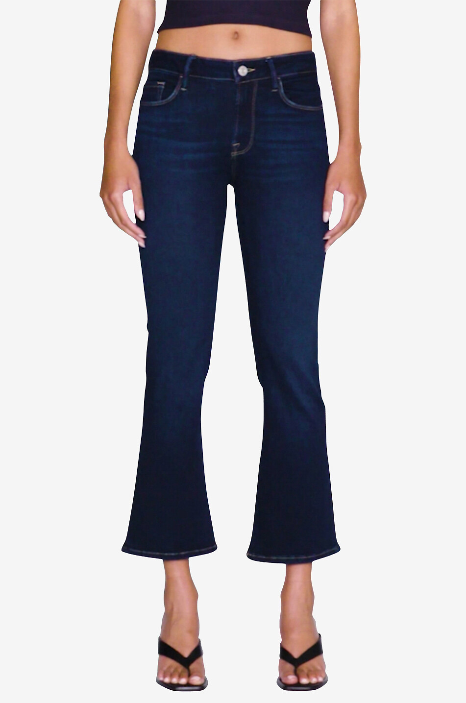 FRAME Jean bootcut raccourci Le Crop Mini boot Parkway Femme BLEU FONCE 2