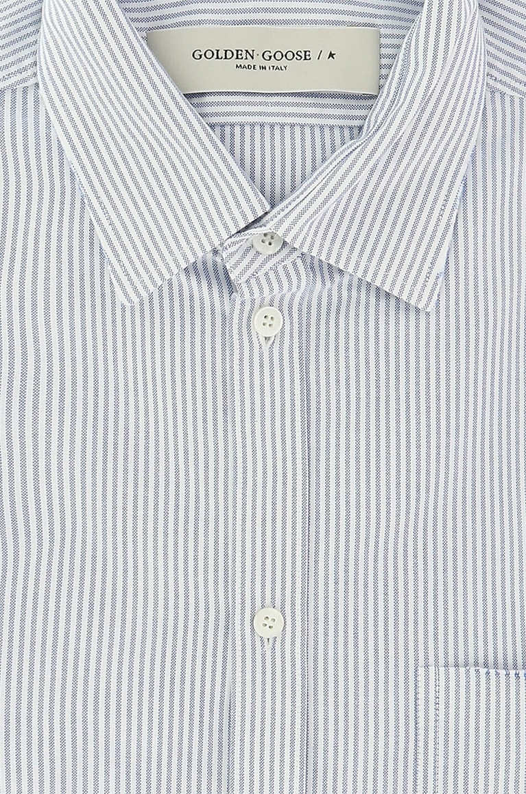 GOLDEN GOOSE Chemise rayée à manches longues en coton Golden Homme BLANC CASSE 2