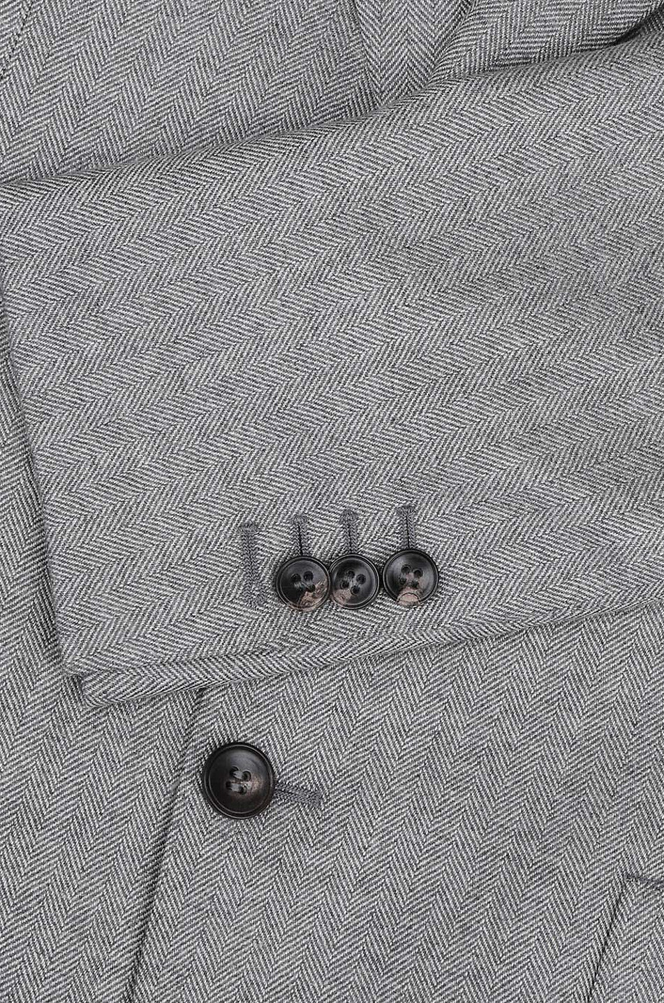 BONGÉNIE Herringbone patterned single-breasted blazer Men LIGHT GREY 3