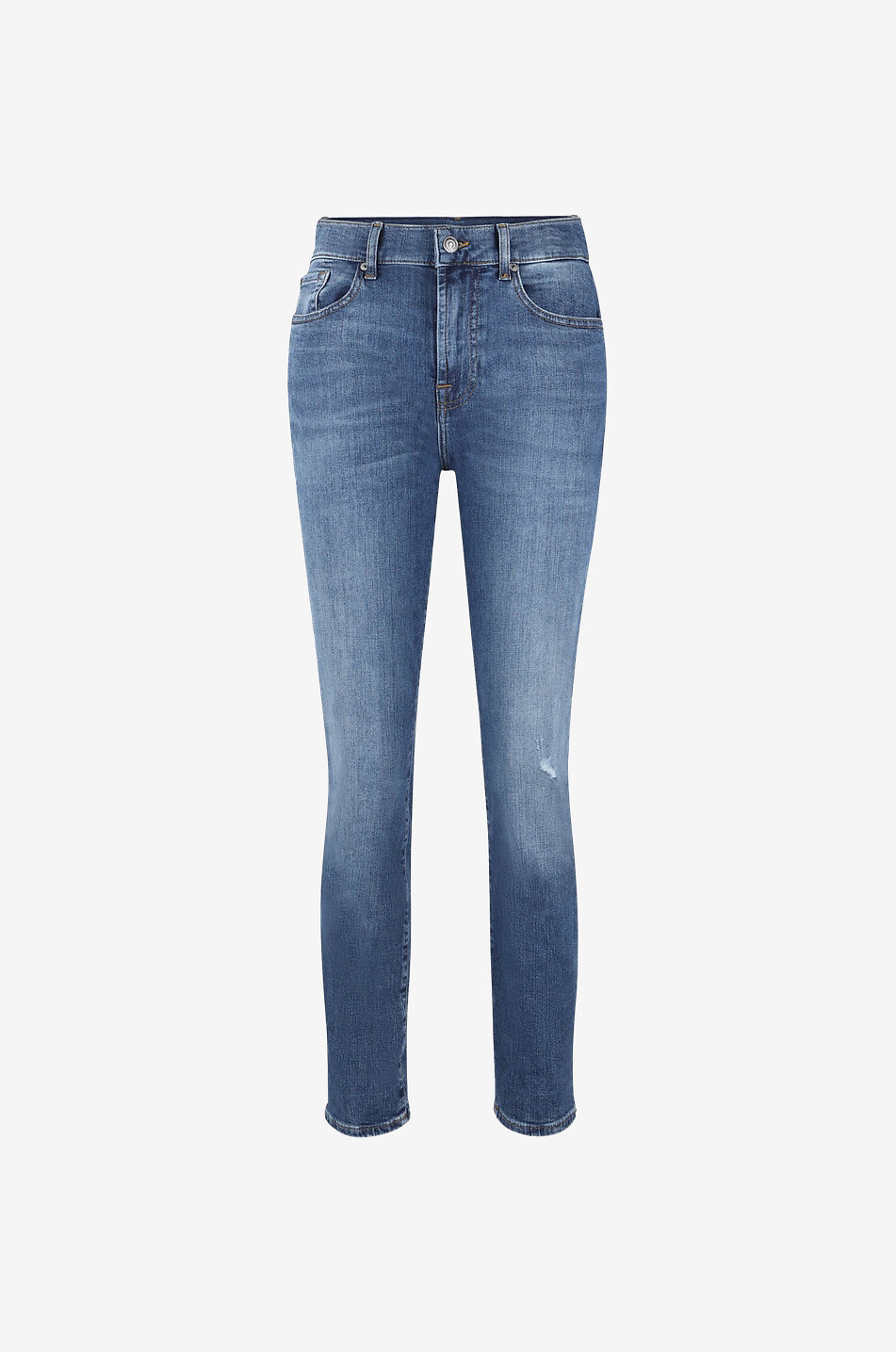 7 FOR ALL MANKIND Relaxed Skinny Creased Hem cotton slim fit jeans Women DARK BLUE 1