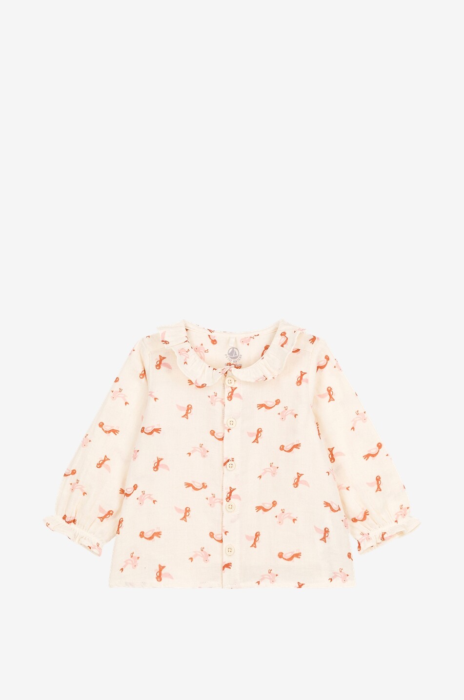 Blouse bébé en gaze de coton imprimé oiseaux