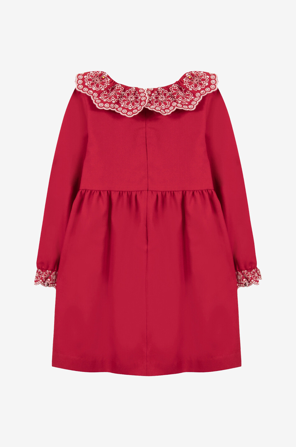 TARTINE ET CHOCOLAT Mädchen-Flanellkleid mit besticktem Kragen  ROT 2