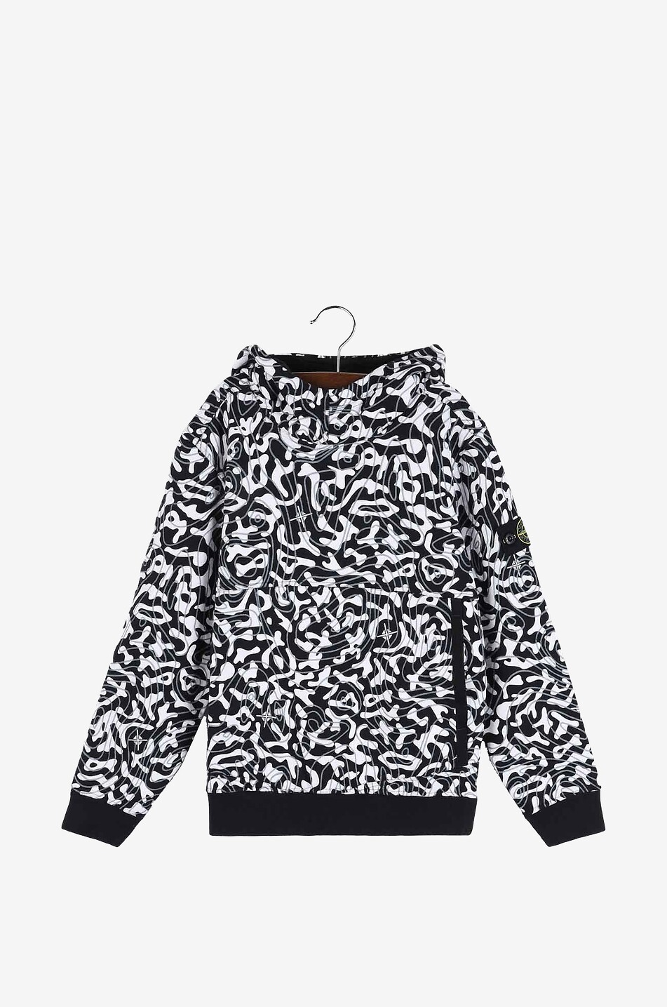 STONE ISLAND JUNIOR Camo Print boy's cotton hooded sweatshirt Boy BLACK 1