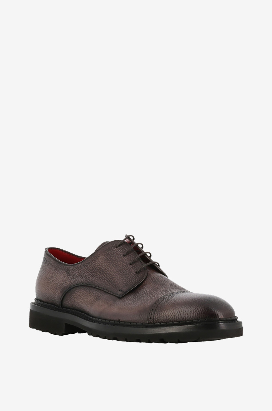 BARRETT Derbies en cuir grainé délavé Homme MARRON FONCÉ 1