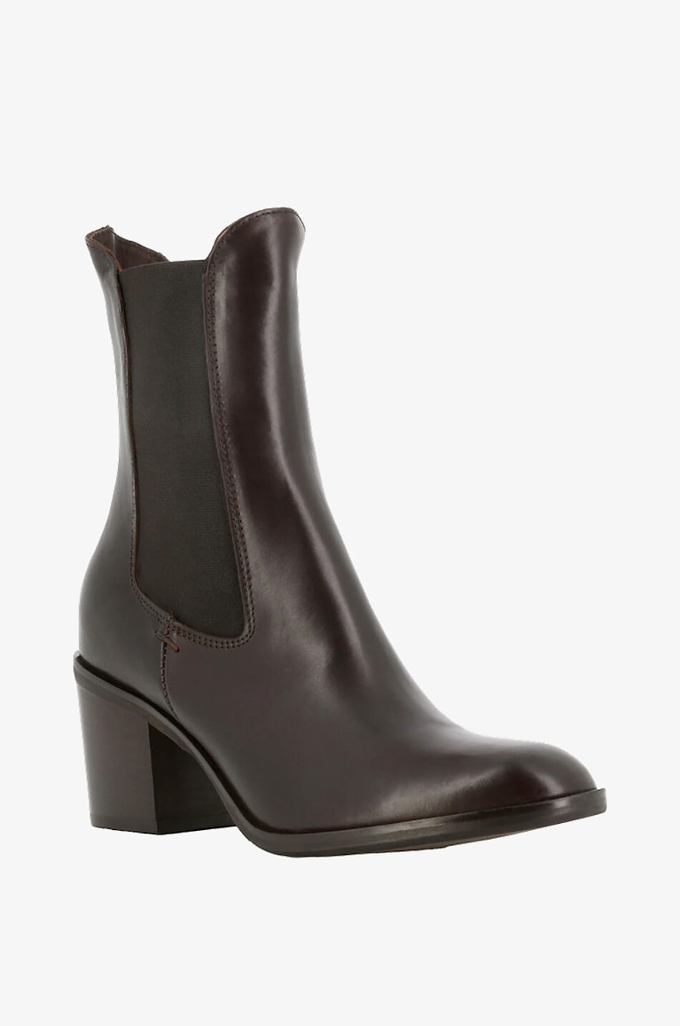 BONGENIE Bottines chelsea en cuir brillant à talon 60 Femme MARRON 1