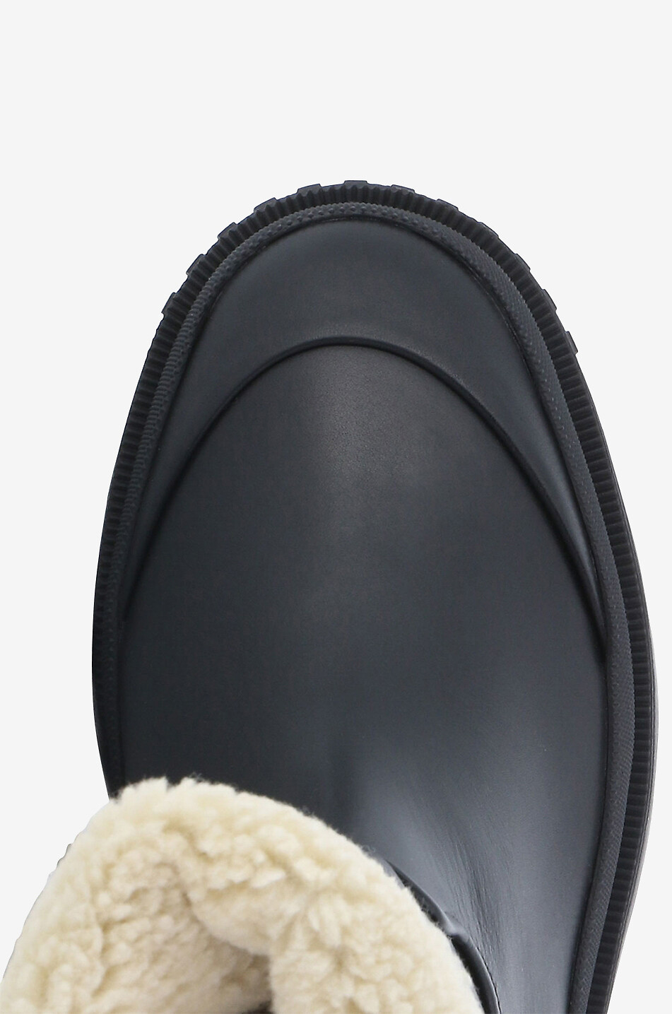 MONCLER Moscova faux fur trimmed leather ankle boots Women BLACK 5