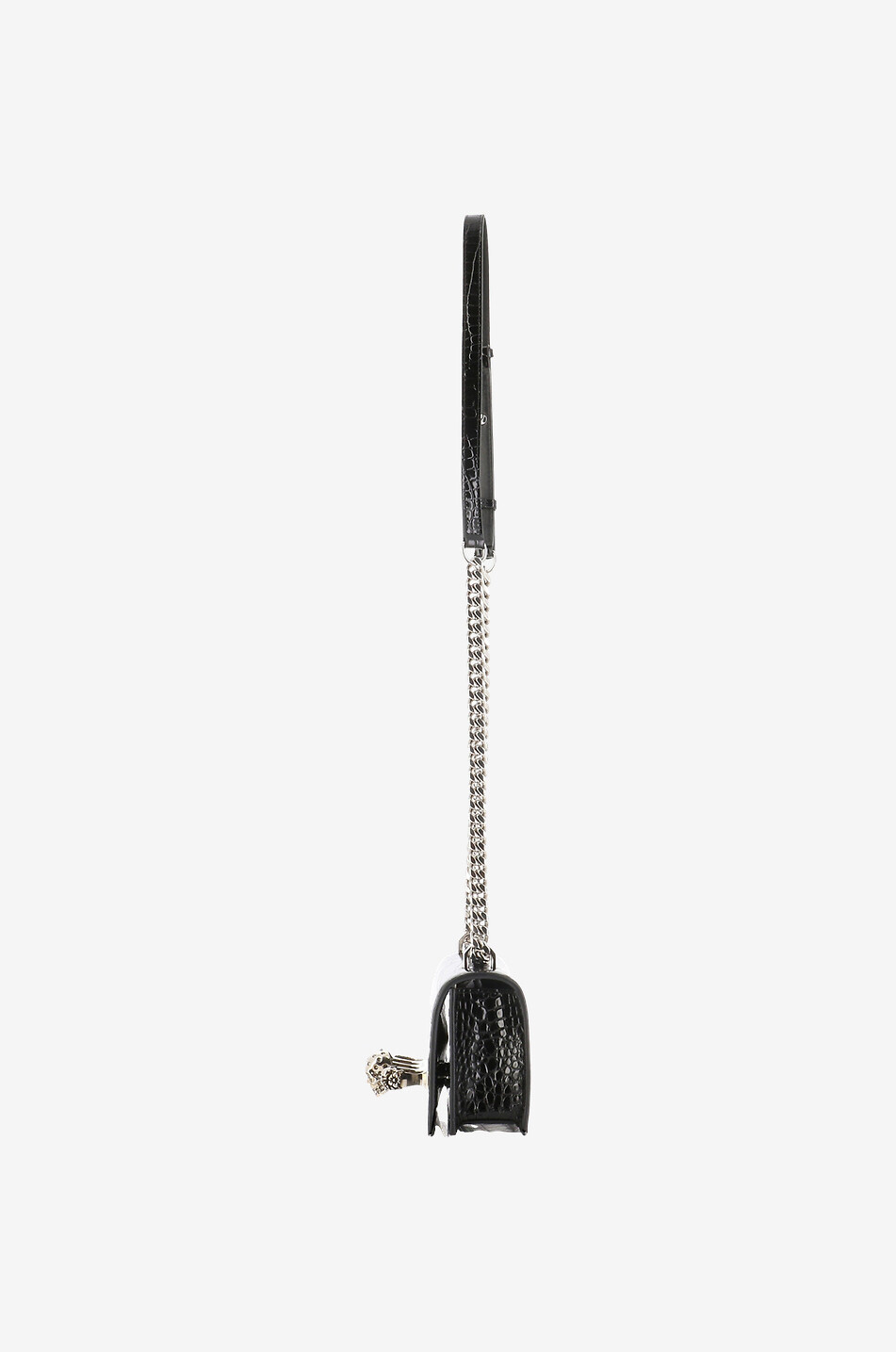 ALEXANDER McQUEEN Jewelled Mini croc embossed leather shoulder bag Women BLACK 4