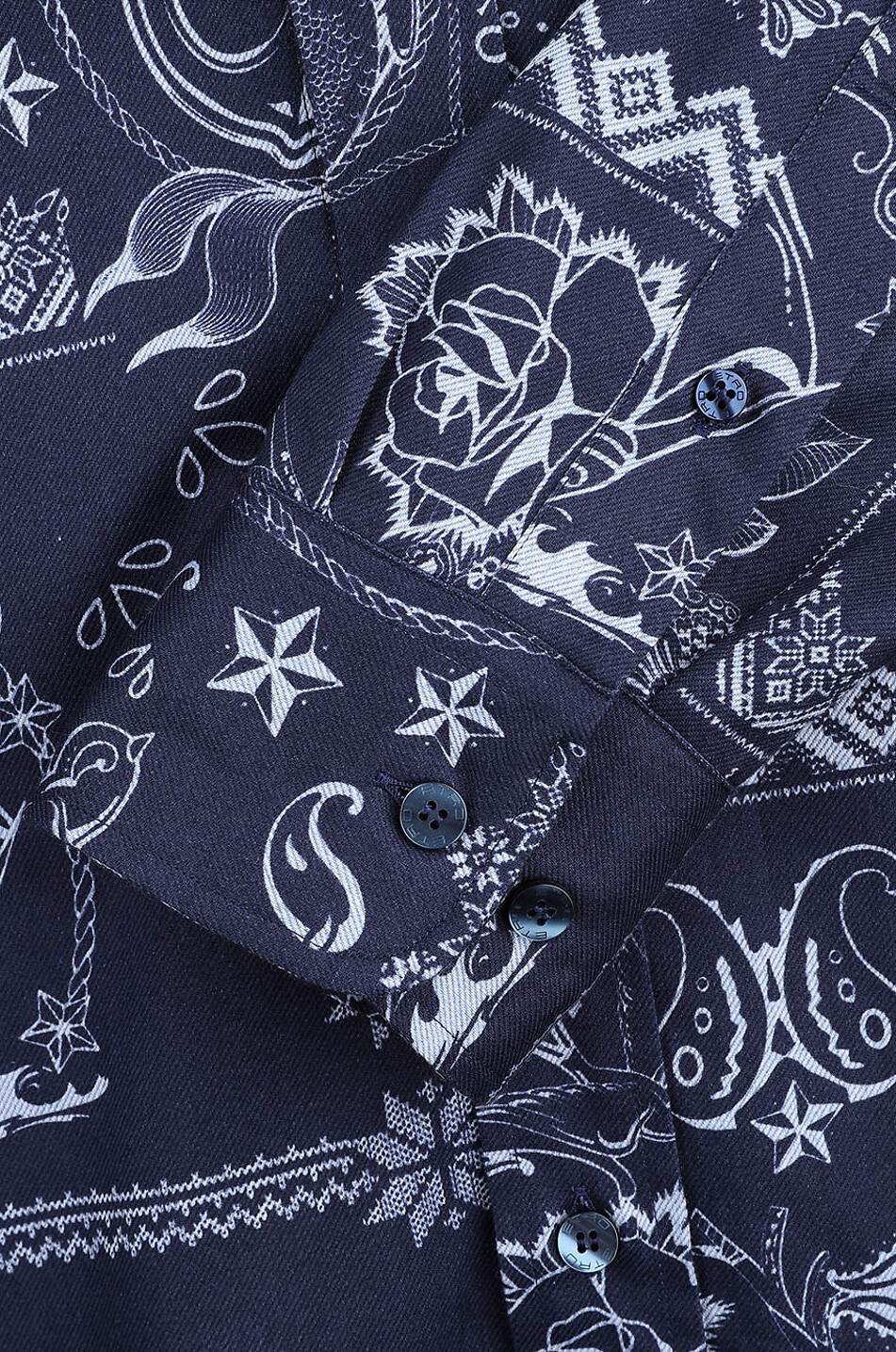 ETRO Oberhemd aus Flanell mit Print Oldschool Tattoos Herren DUNKELBLAU 3